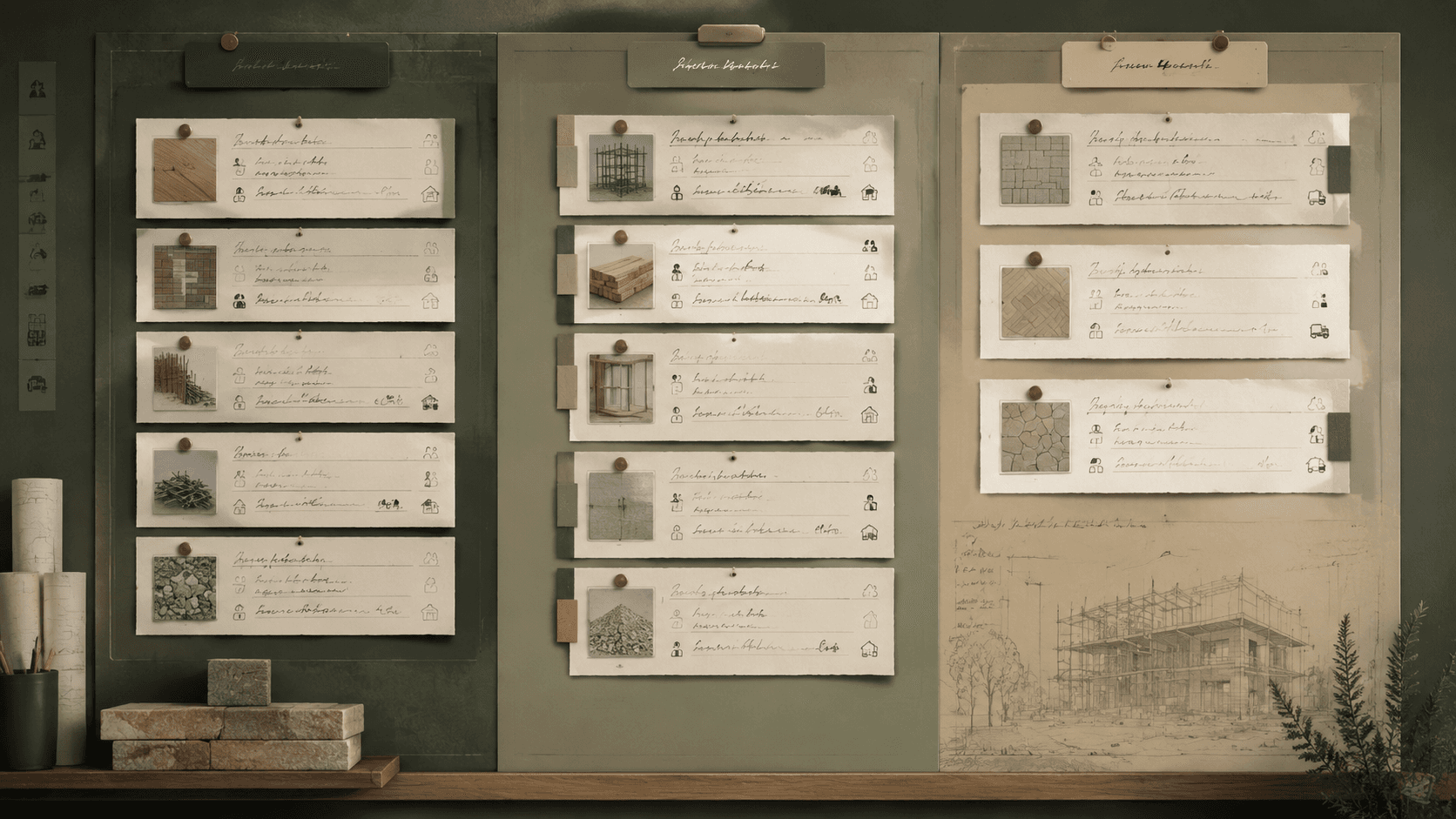 Indicative construction progress Kanban board