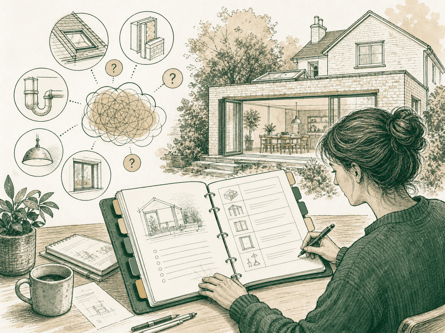Homeowner organising project questions in a build fieldbook